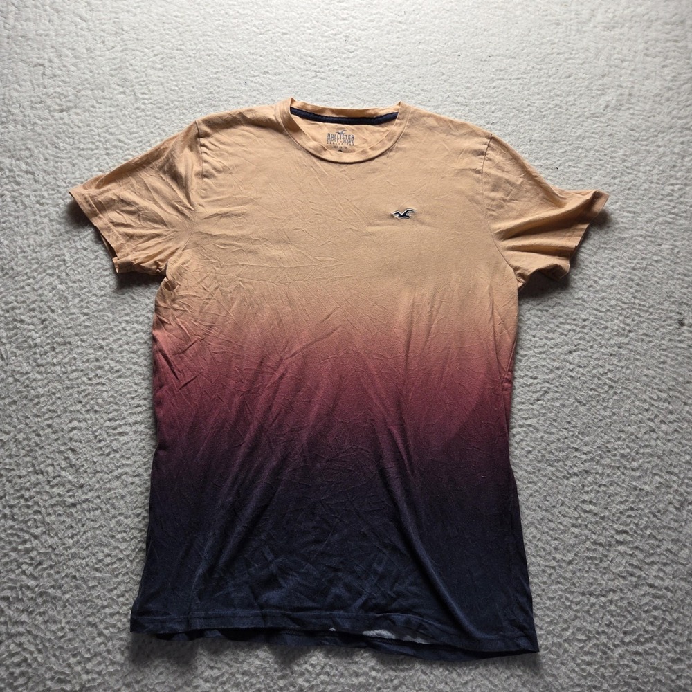 Hollister Shirt Mens L Multicolor Ombre Logo Tagless Cotton Tee Jersey